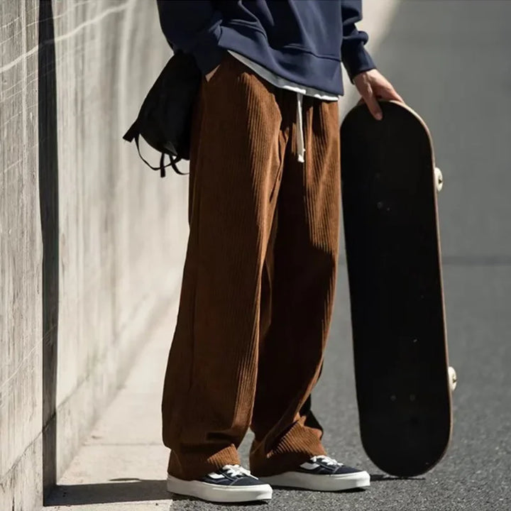 Levoire | Pantalons En Velours Côtelé Baggy Pour Hommes Marron foncé