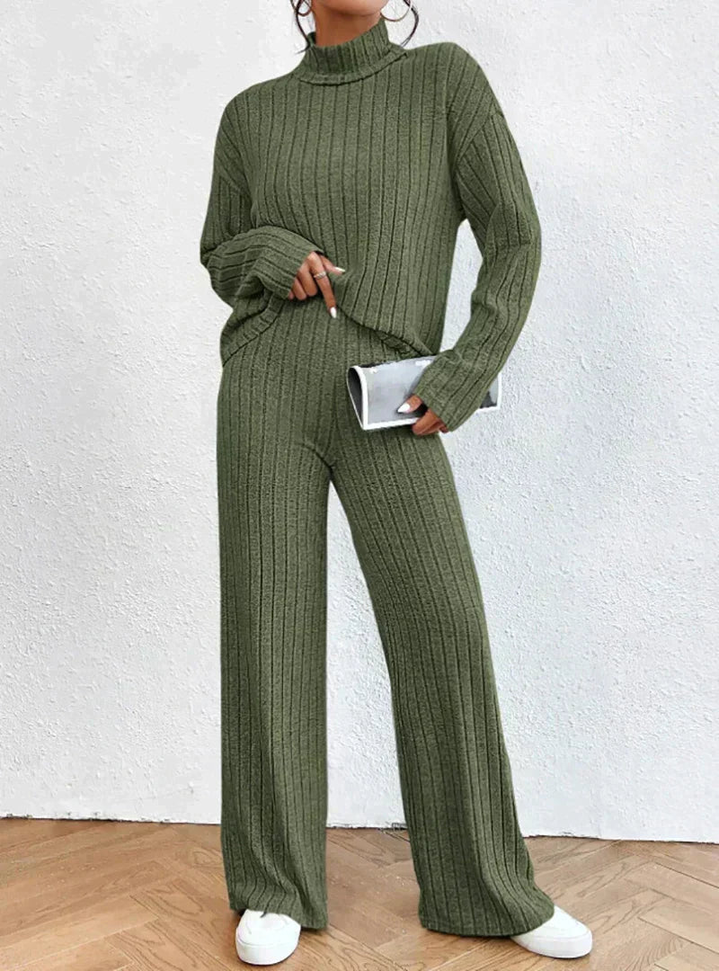 Levoire | Pull Col Montant Manches Longues Pantalon Vert