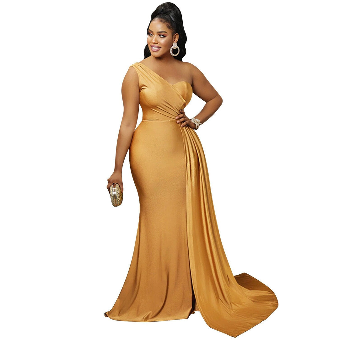 Levoire | En- Épaule Haute Combinaison Robe Maxi Jaune