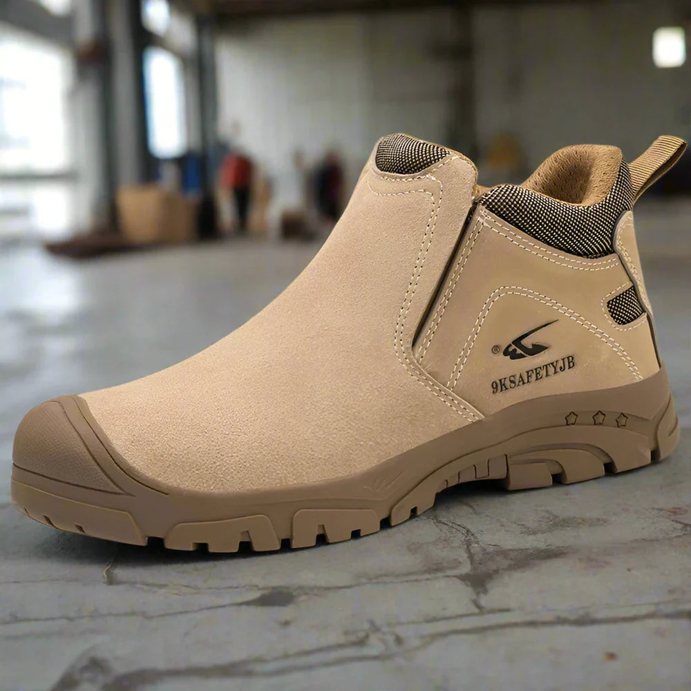 Levoire | Chaussures De Sécurité Ergonomiques Imperméables Pour Hommes Avec Embout En Acier Et Coupe Large Braun