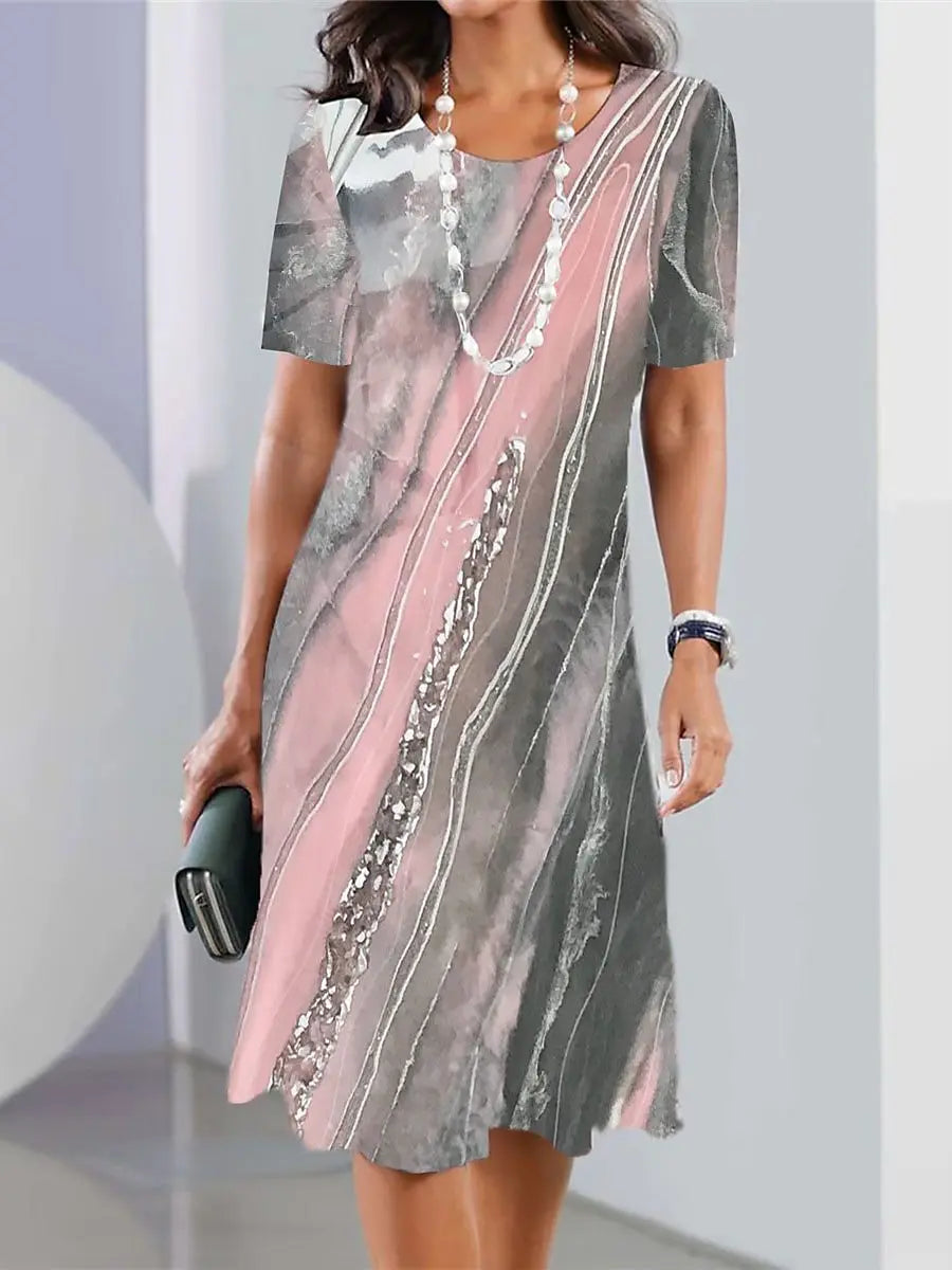 Levoire | Robe Midi A-Line À Motif Abstrait Gris