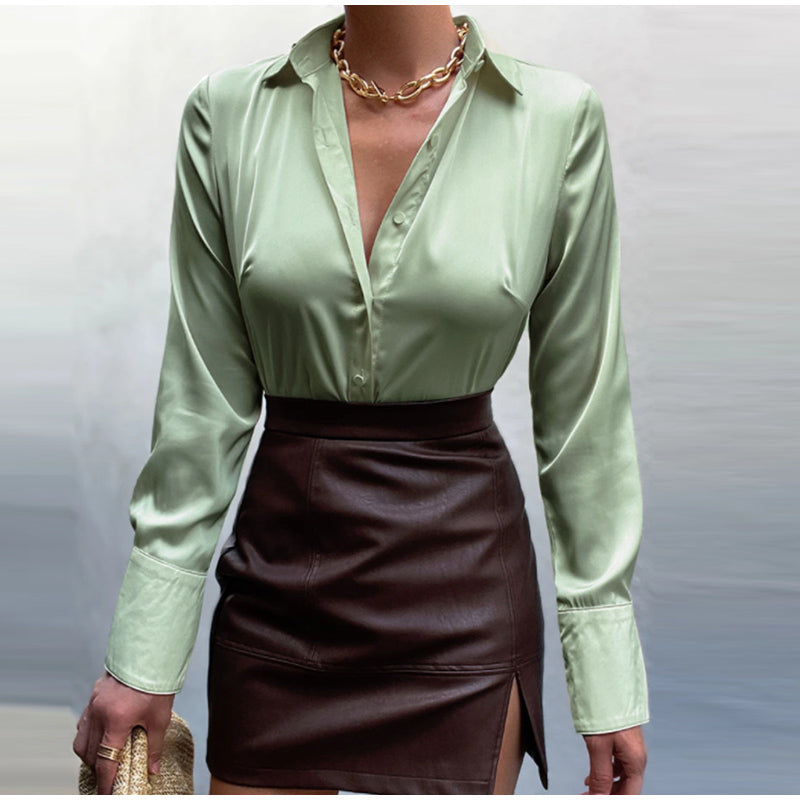 Levoire | Blouse En Satin La Blouse Parfaite Pour Toutes Les Occasions ! Vert Clair
