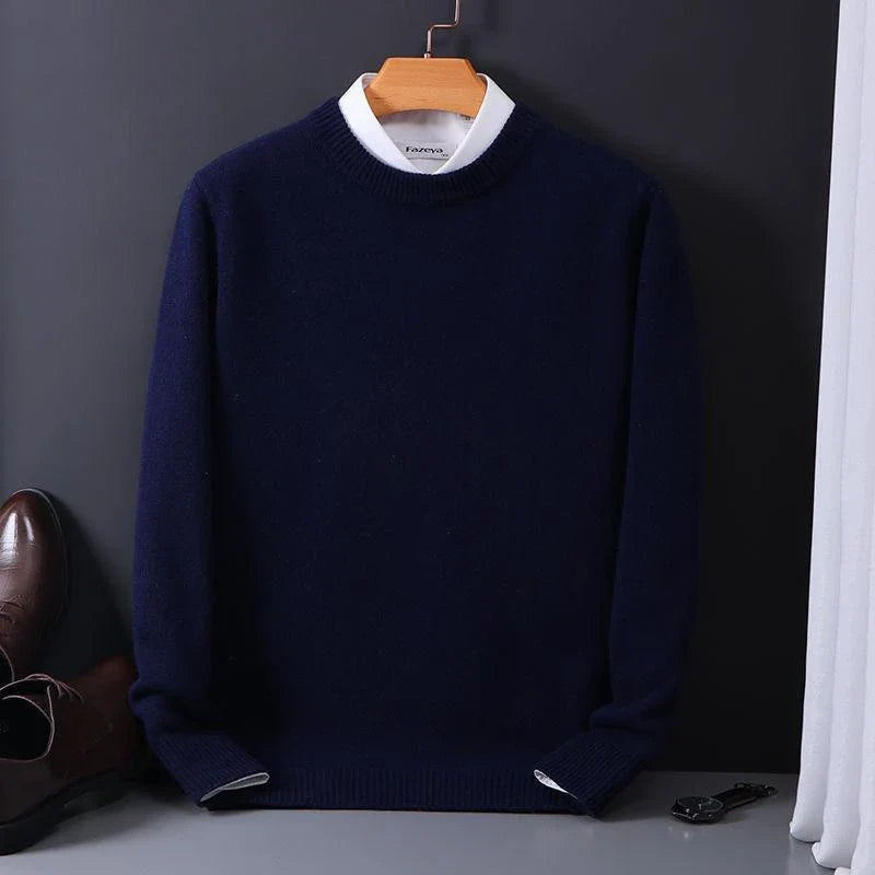 Levoire | Pull Élégant Avec Sensation Cachemire Bleu foncé