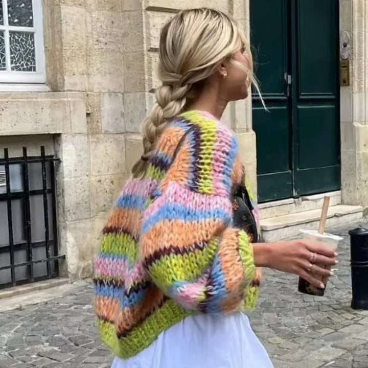 Levoire | Pull Ouvert Rayé Vert