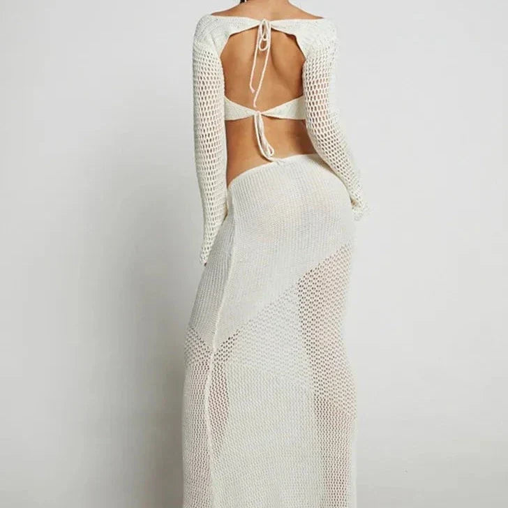 Levoire | Top En Crochet Court Et Ensemble De Jupe Maxi