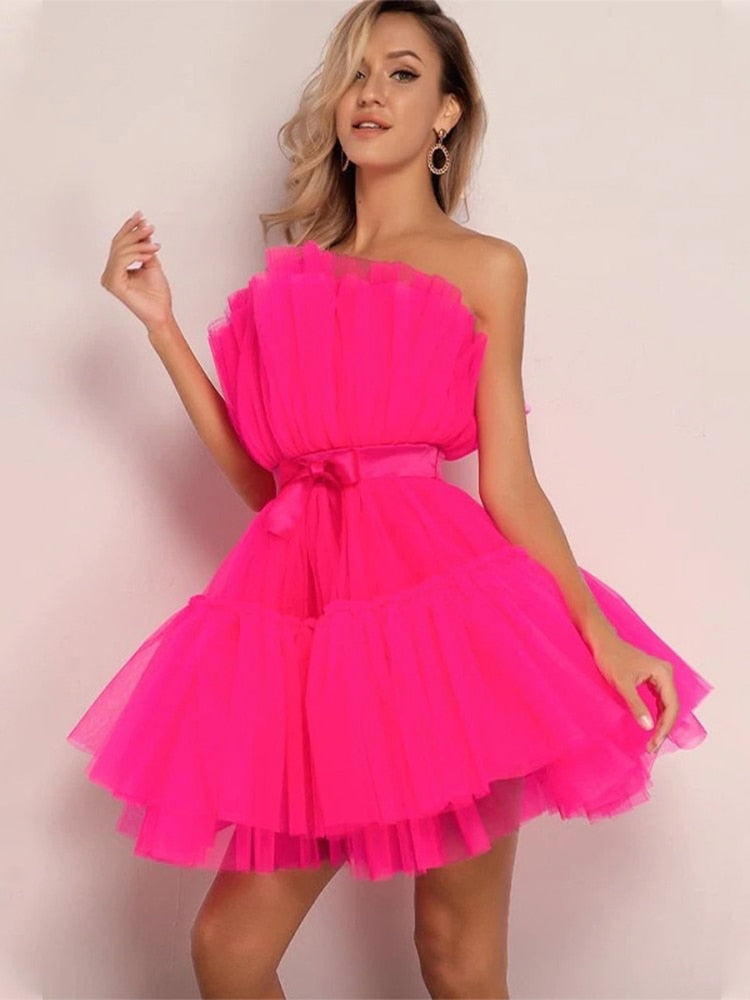 Levoire | Robe En Tulle Robe De Fête Au Design Unique Rose foncé