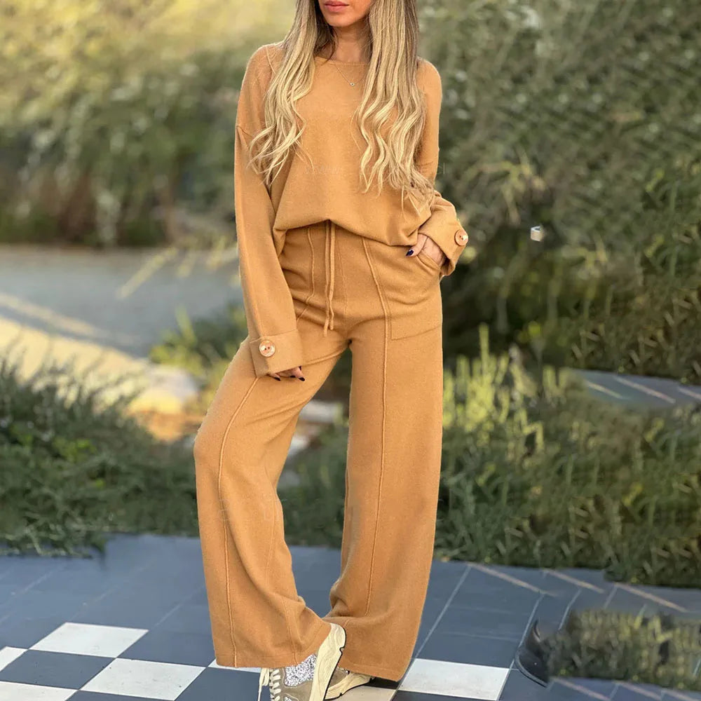 Levoire | Ensemble Confortable Deux Pièces Avec Manches Longues Et Jambes Larges Gul