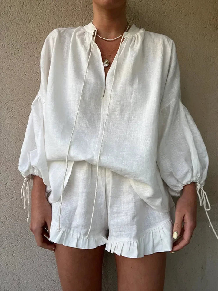 Levoire | Ensemble D'Été Avec Top Et Shorts Blanc
