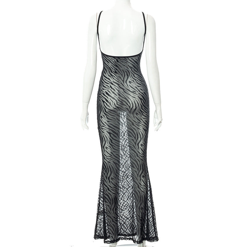 Levoire | Robe Maxi En Maille Zebra
