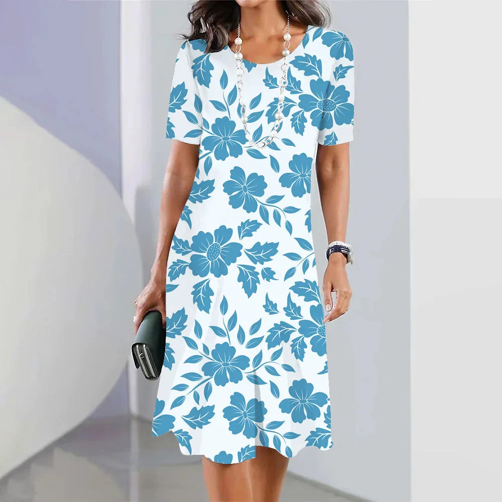 Levoire | Robe Élégante À Fleurs Imprimées Pour Femmes Blanc