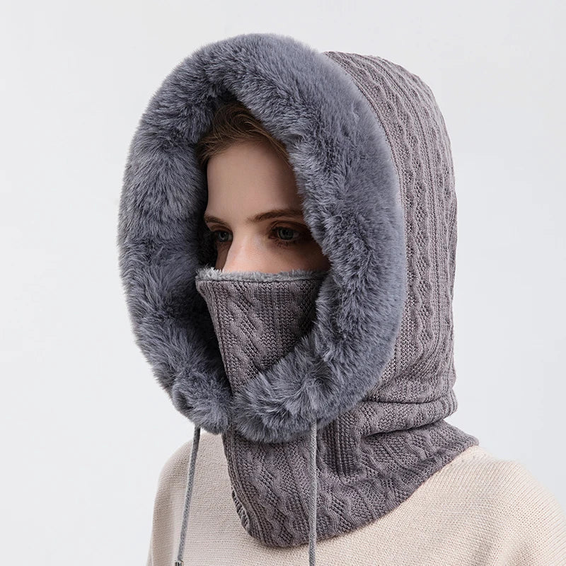 Levoire | Ensemble Hiver : Capuche Et Bonnet En Cachemire Gris