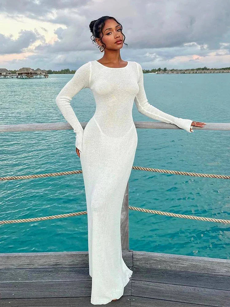 Levoire | Robe Maxi À Pli Ouvert Tricoté