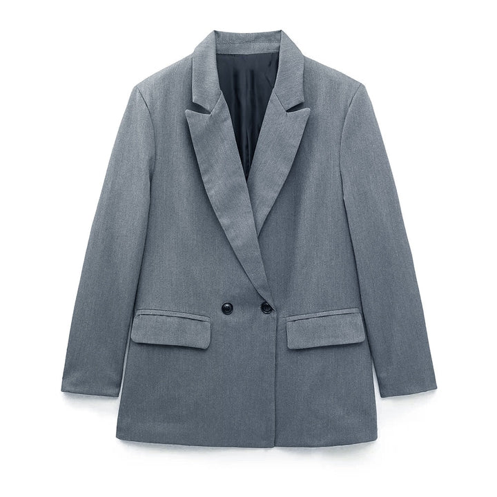 Levoire | Blazer Double Boutonné Élégant Pour Femmes Gris-bleu