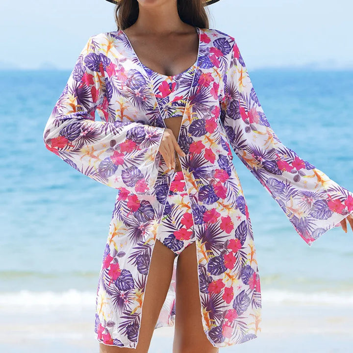 Levoire | Ensemble Bikini Sexy À Fleurs Violet