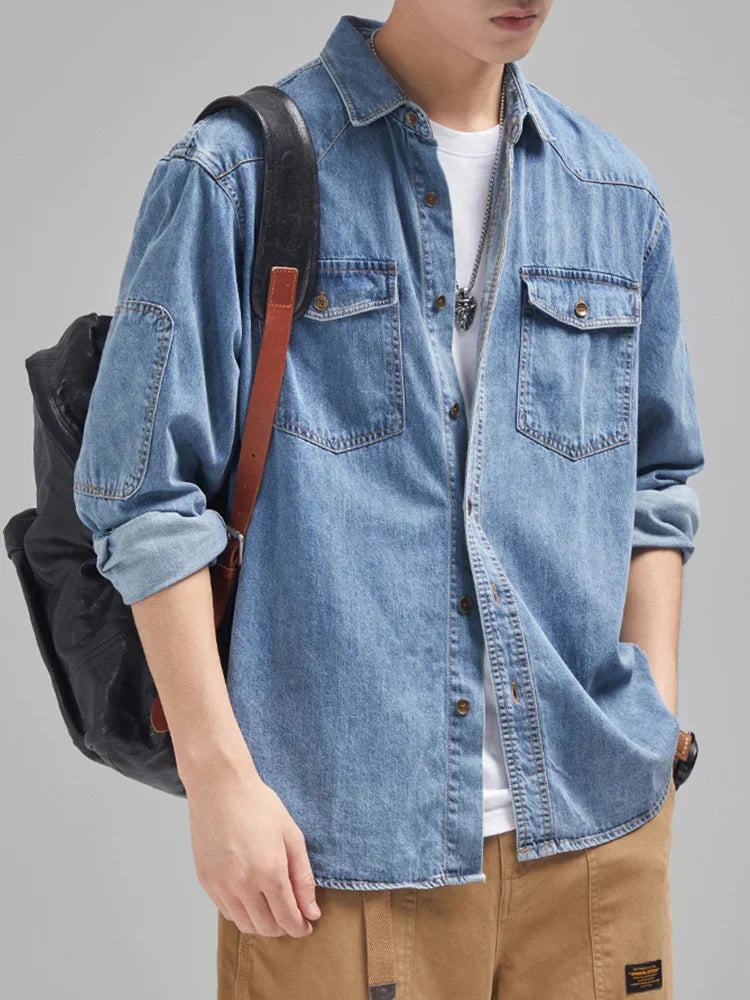 Levoire | Veste En Denim Avec Boutons Pour Hommes