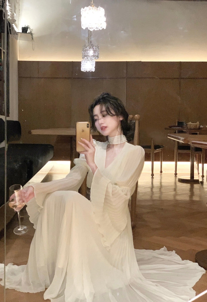 Levoire | Robe Maxi Plissée Vintage Sans Manches