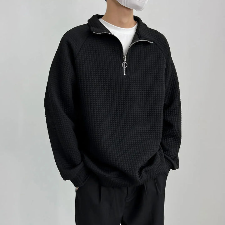 Levoire | Pull Décontracté Pour Homme Confortable Avec Fermeture Éclair Noir