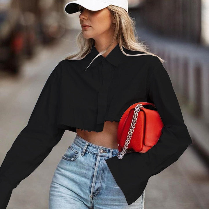 Levoire | Christelle Crop Top - Un Haut Sexy, Court Et À Manches Longues. Noir