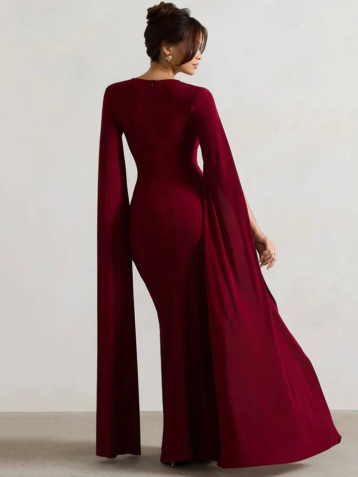 Levoire | Robe Longue À Manches Cape Avec Fente