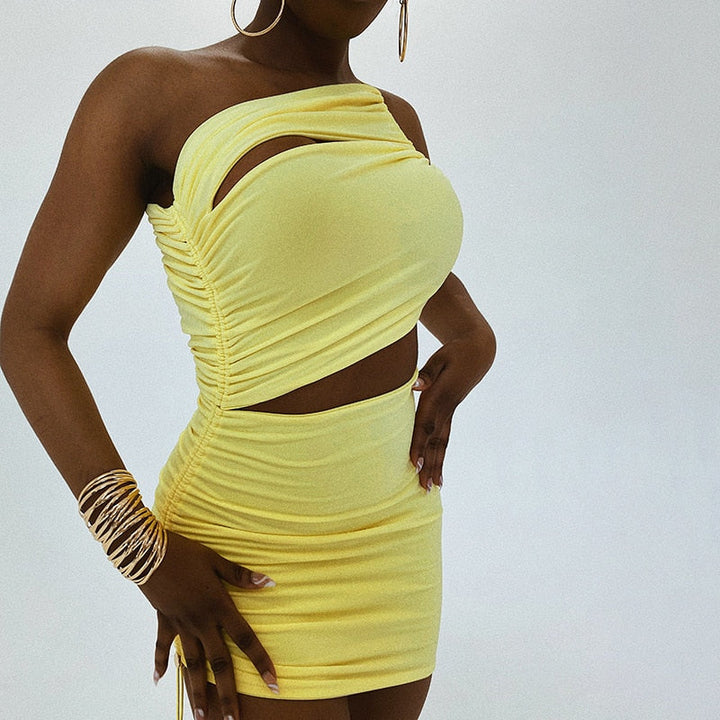 Levoire | Robe Mini À Dos Creux Jaune