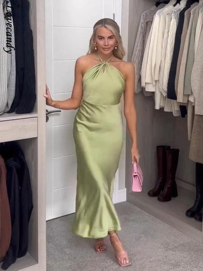 Levoire | Robe Maxi Décolletée Sans Dos En Satin