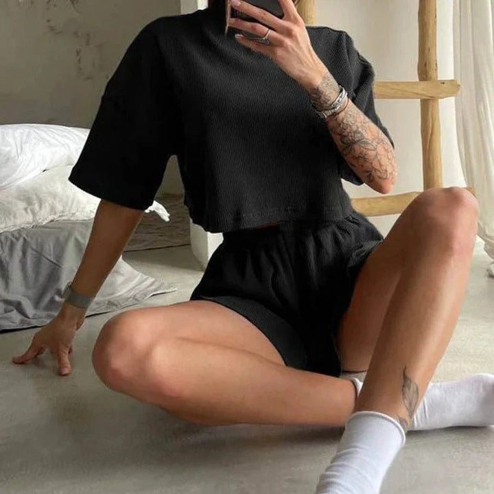Levoire | Ensemble De Pyjama En Deux Pièces Avec Matériau Doux Noir