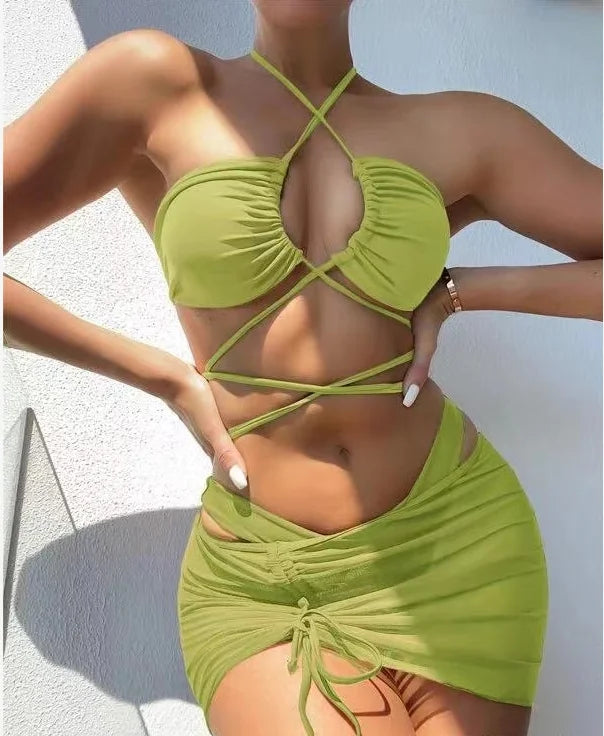 Levoire | Bikini À Nouer Avec Jupe Hercules Vert foncé
