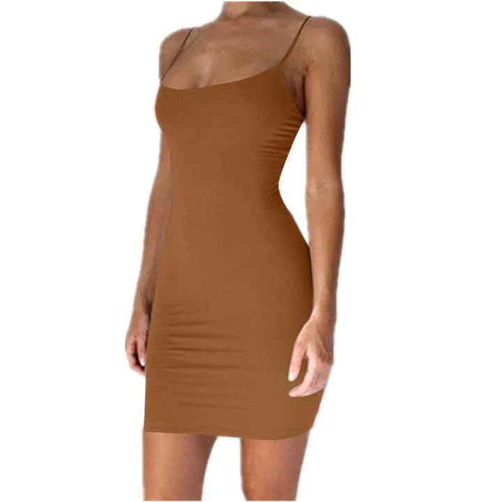 Levoire | Mini robe à bretelles spaghetti pour femme Café