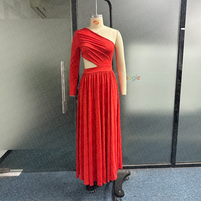Levoire | Robe À Une Épaule À Manches Longues Avec Motif Découpé