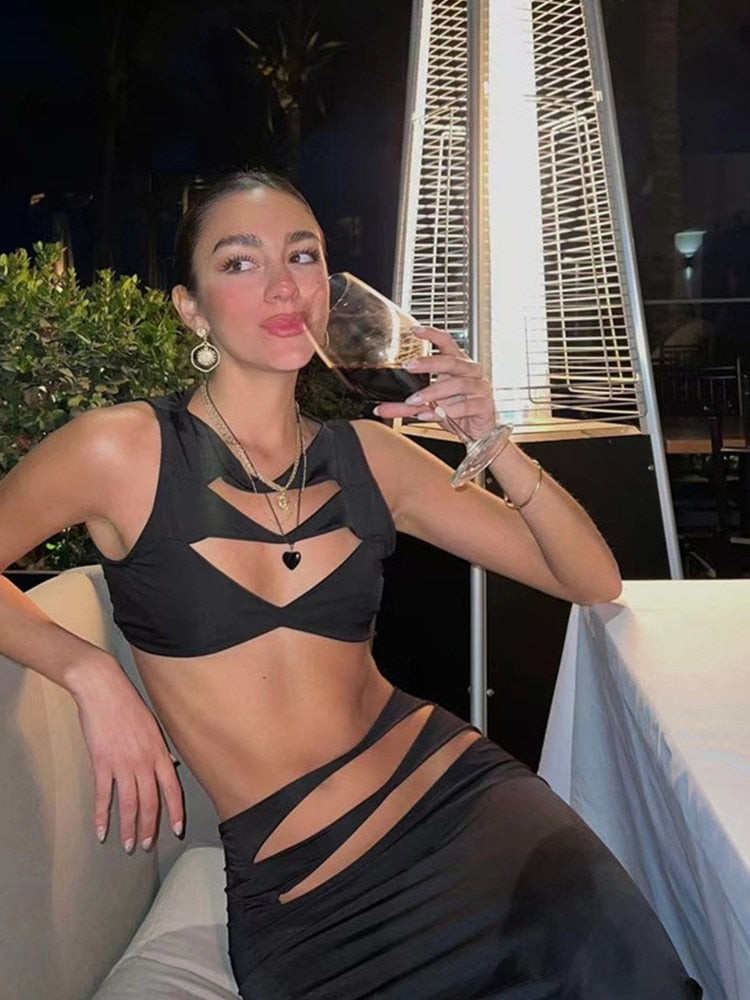 Levoire | Holtiton Sans Épaules Crop Top & Holtiton Jupe Maxi Ensemble