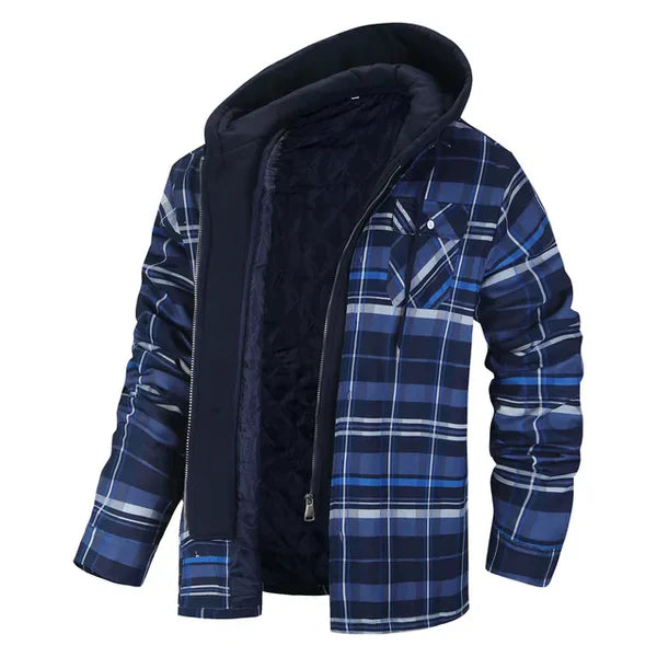 Levoire | Veste Chemise À Carreaux Doux Bleu foncé