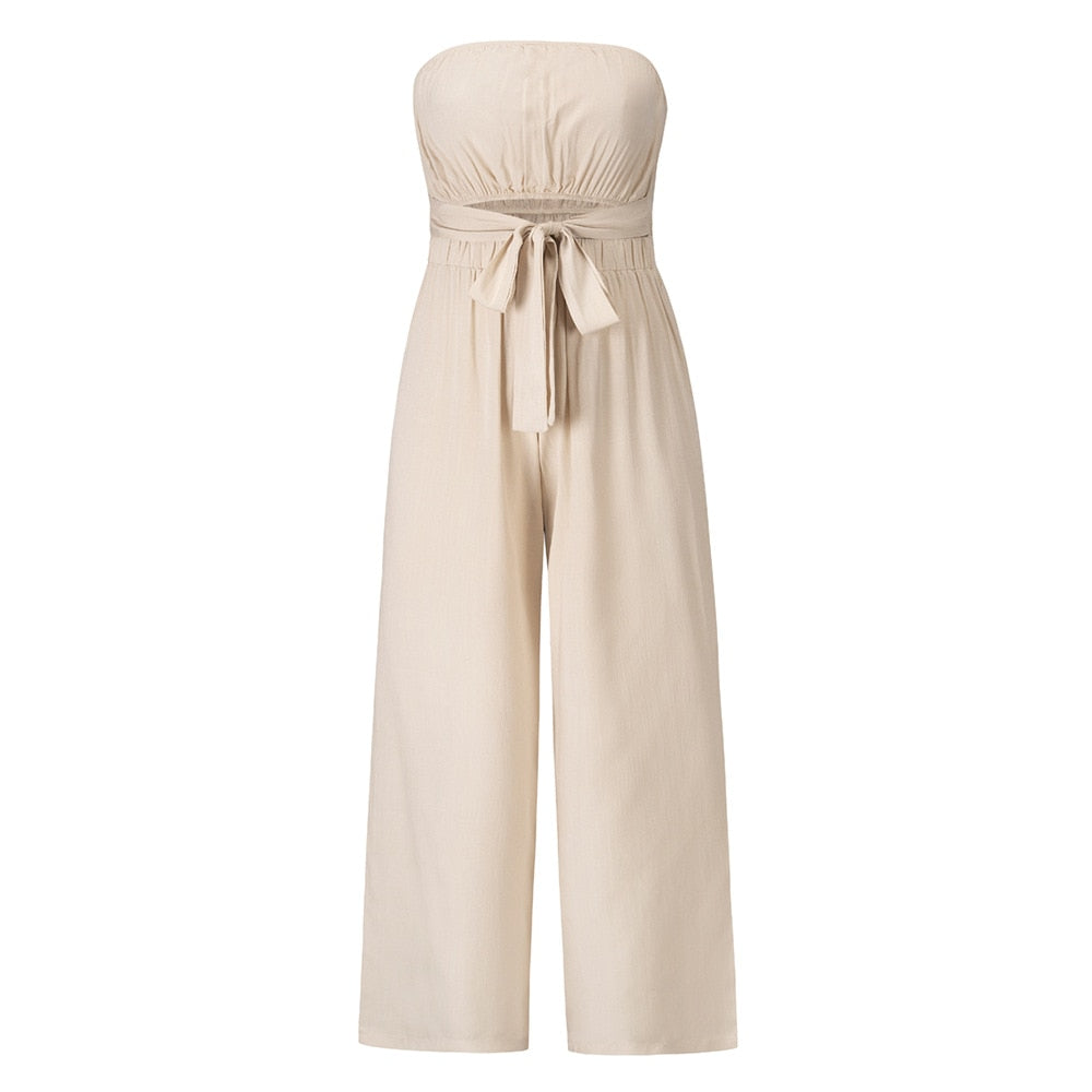 Levoire | Sans Bretelles Large - Été 2024 Joli Combinaison - Sexy Coupe Étroite Beige