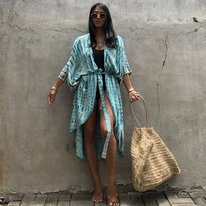 Levoire | Long Kimono De Plage Triangulum bleu ciel Universel
