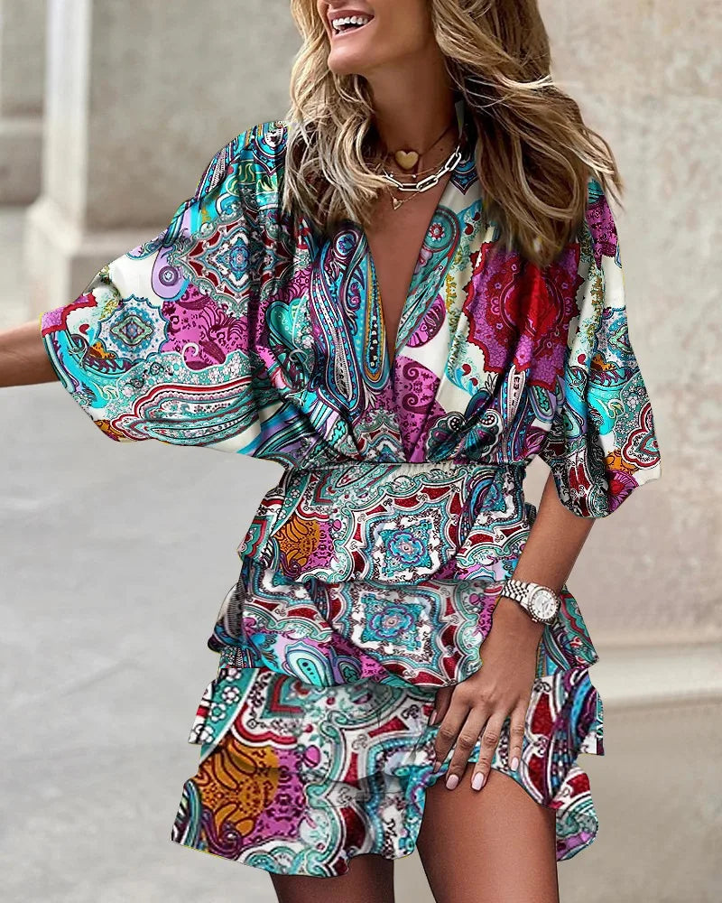 Levoire | Imprimé Mode Mini Robe Bleu