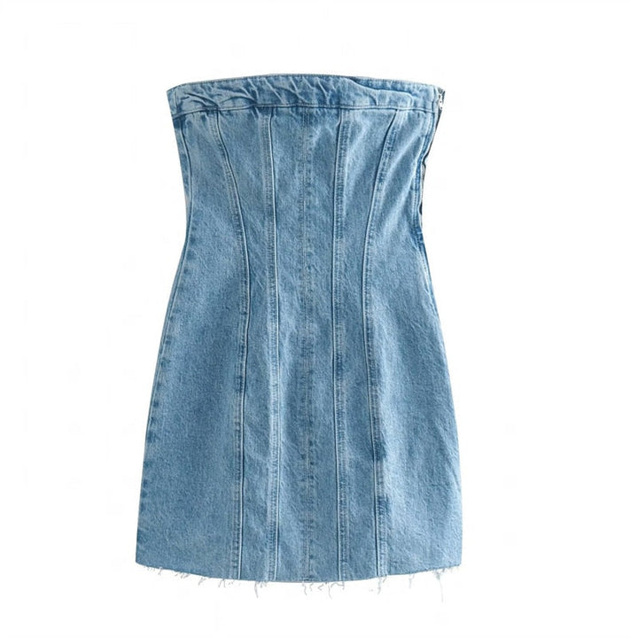 Levoire | Belle Robe En Jean Sans Découpe Et Fermeture Éclair Sur Le Côté