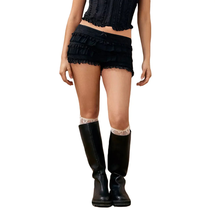 Levoire | Bloomer En Dentelle Hotpant Mini Shorts Noir