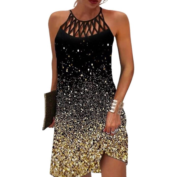 Levoire | Robe Avec Imprimé À Col Halter Or