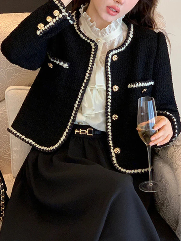 Levoire | Veste En Tweed À Manches Longues Et Col Rond Avec Fermeture À Boutons