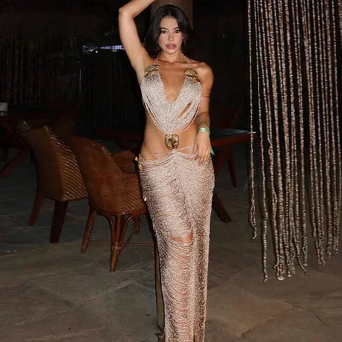 Levoire | Franges Bretelles Spaghetti Déclaration Robe Maxi