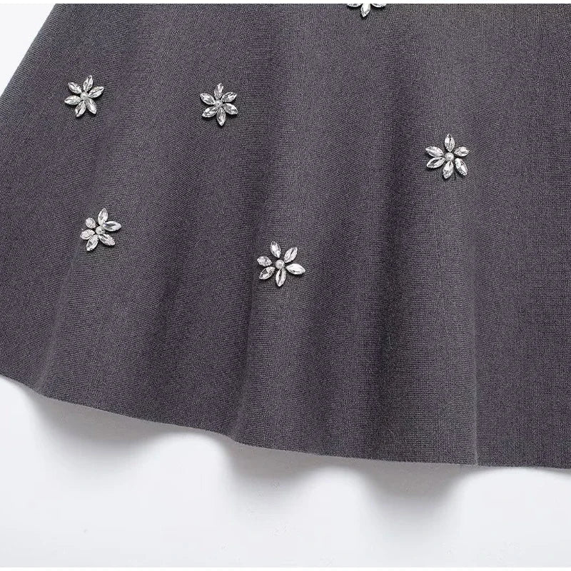 Levoire | Robe Courte Avec Tricot Et Strass