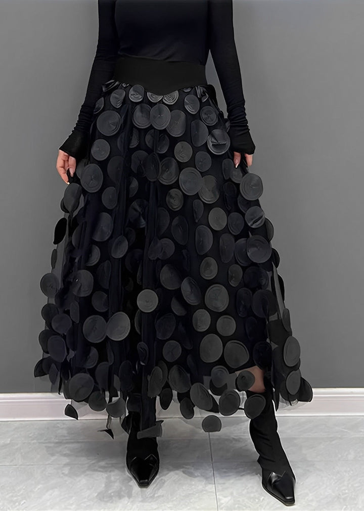 Levoire | Jupe À Pois Noirs Noir Une taille (tour de taille 76 cm)
