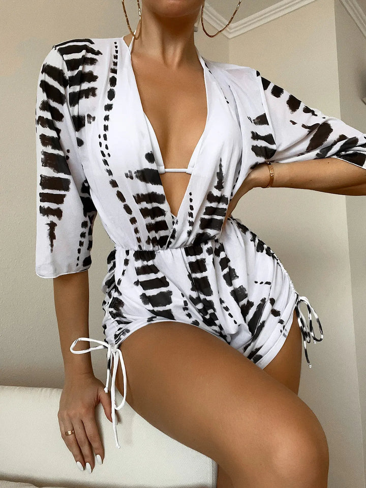 Levoire | Ensemble Bikini Dos Nu Tropical Blanc