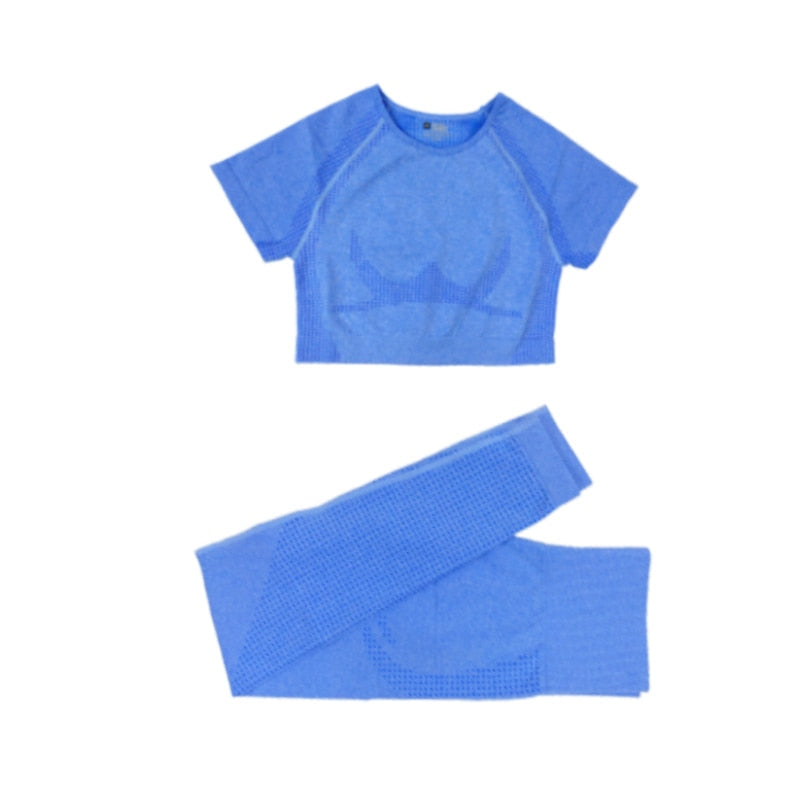 Levoire | Ensemble De Vêtements De Sport Avec T-Shirt Court Bleu