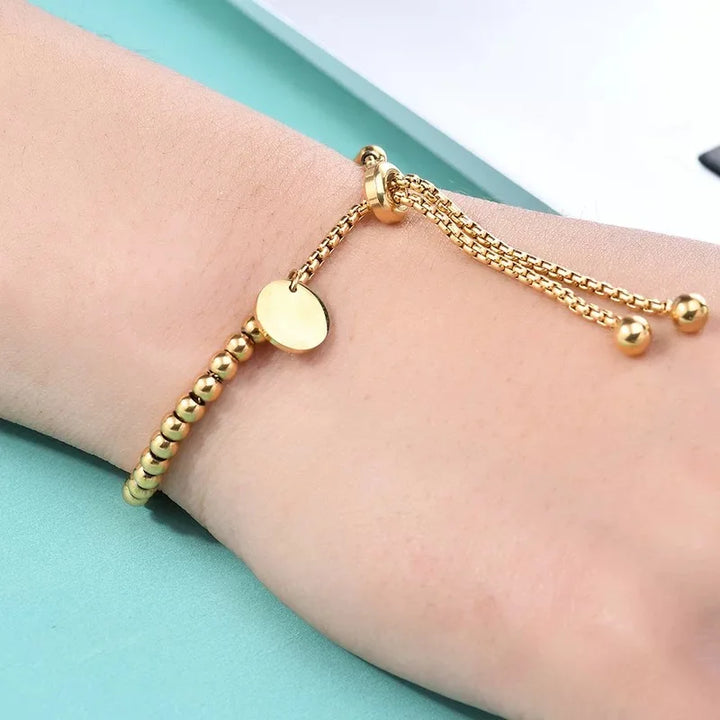 Levoire | Bracelet En Acier Avec Perles Dorées