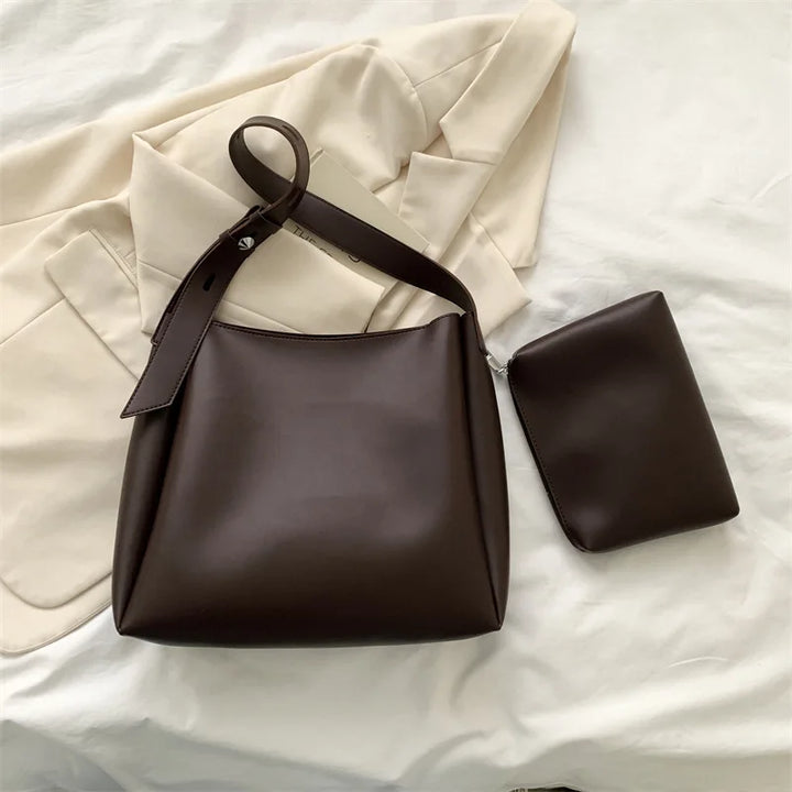Levoire | Grand Sac À Main Et Sa Pochette Café
