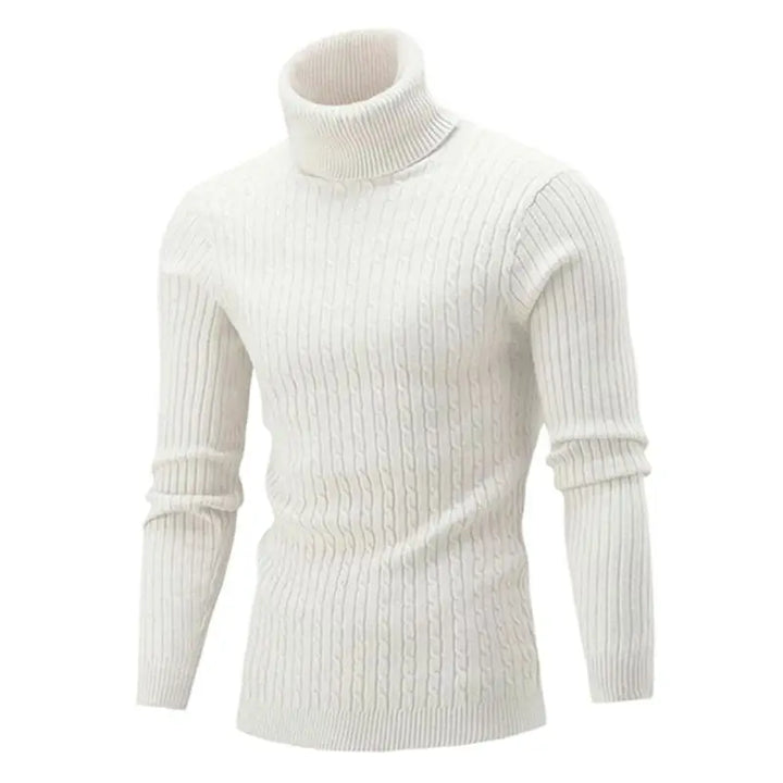 Levoire | Pull Col Roulé Homme Slim Fit En Tricot Blanc
