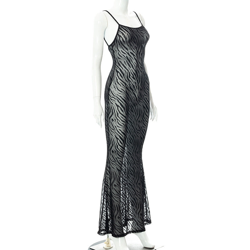 Levoire | Robe Maxi En Maille Zebra