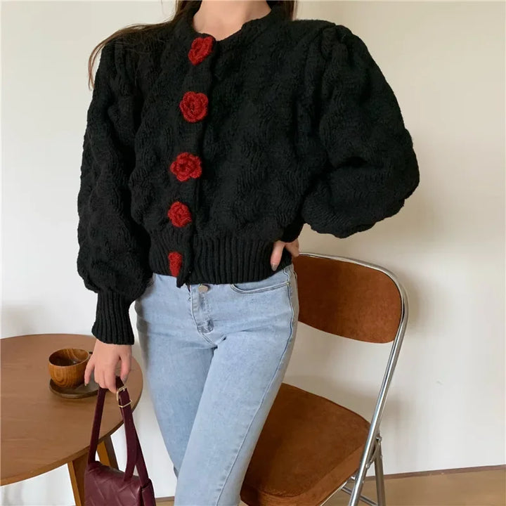 Levoire | Pull Avec Manches Bouffantes Noir Taille unique