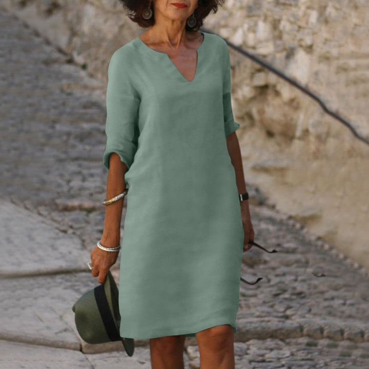 Levoire | Robe À Encolure En V Couvrant Le Ventre Intemporelle Olive Vert