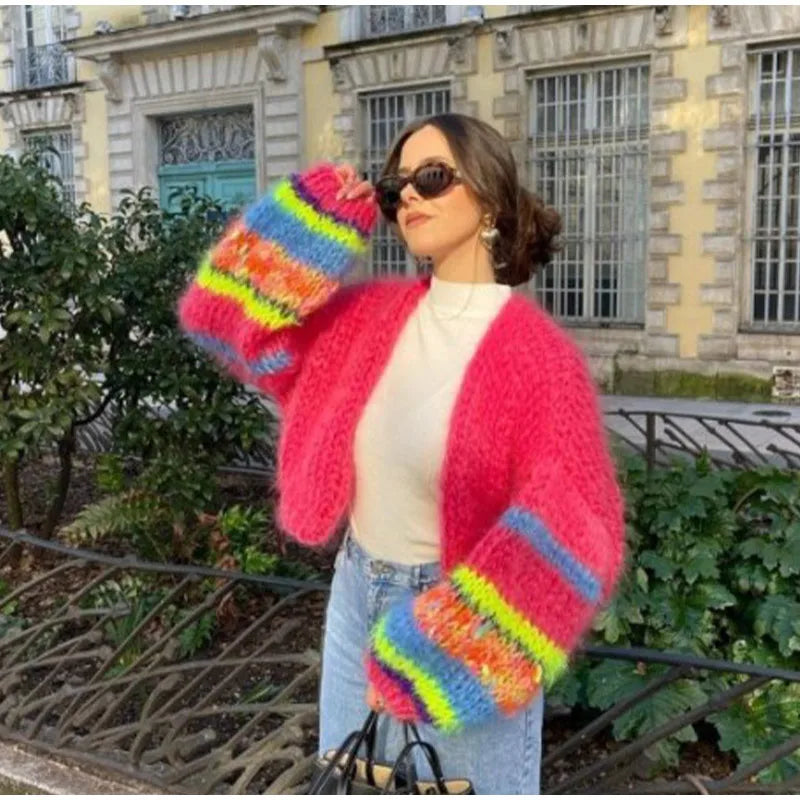 Levoire | Pull Ouvert Rayé Rot